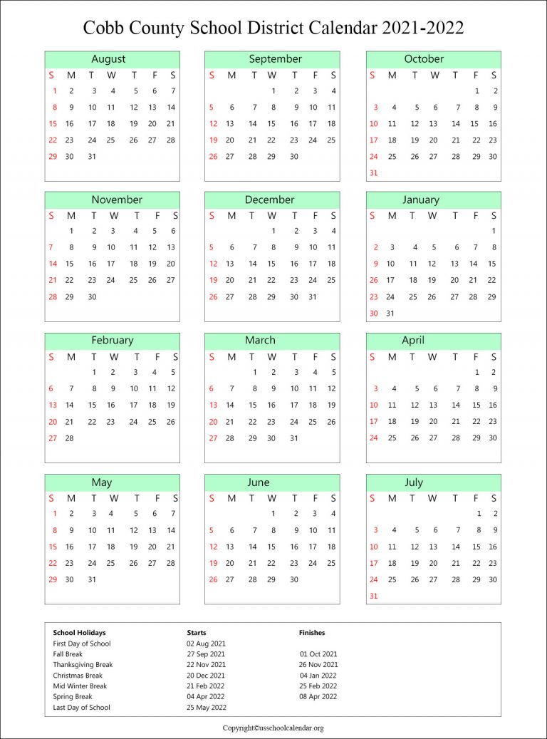 cobb-county-school-calendar-with-holidays-2021-2022