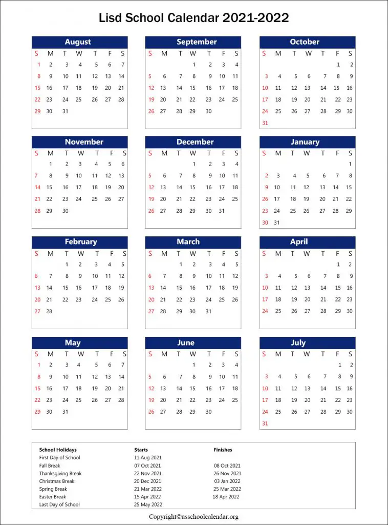 Lisd Calendar 2022 2023 Lisd School Holiday Calendar Archives - Us School Calendar