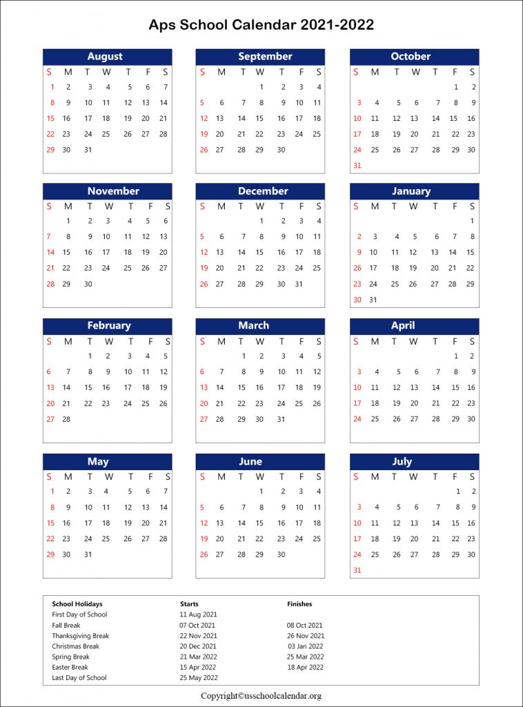 APS School Calendar