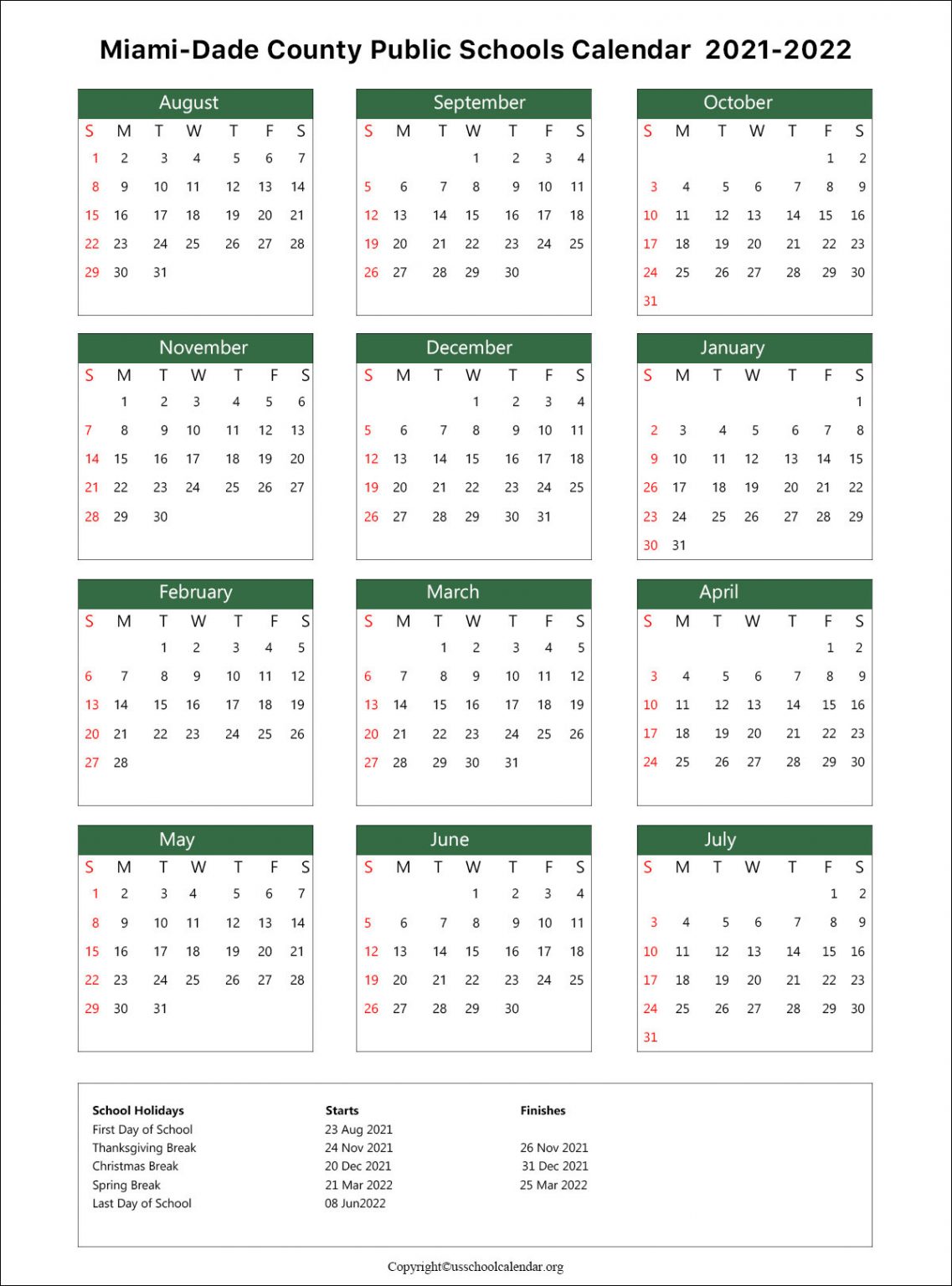 Miami Dade School Holidays 2021 Archives US School Calendar
