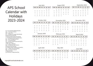 APS School Calendar with Holidays 2023 2024
