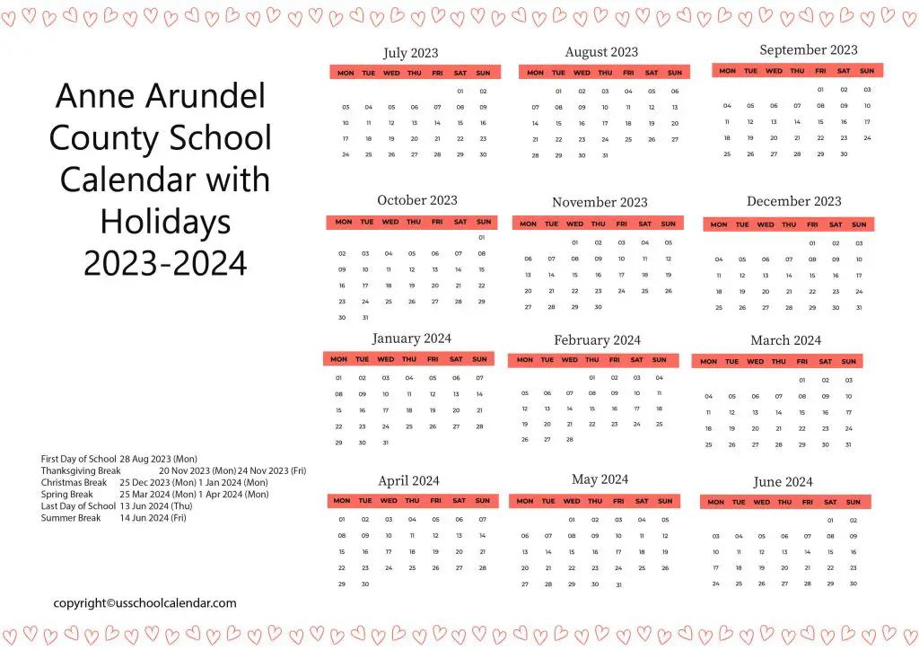 Anne Arundel County School Calendar