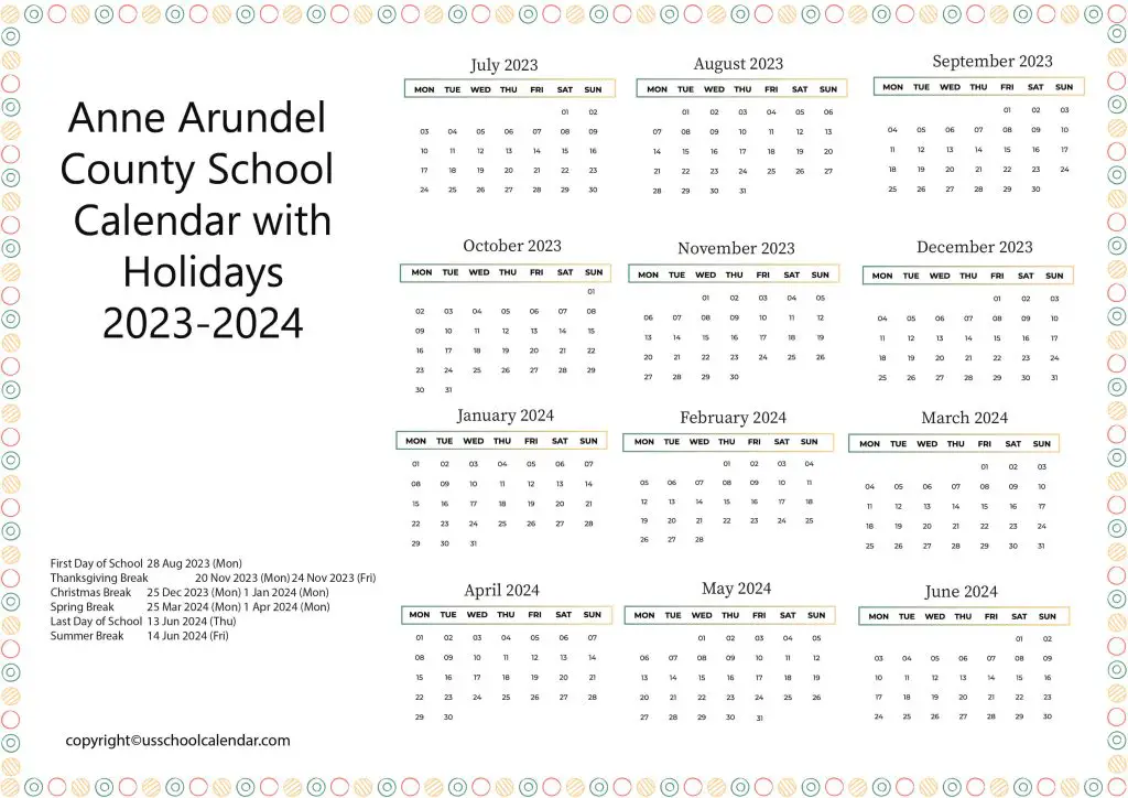 Anne Arundel Schools Calendar