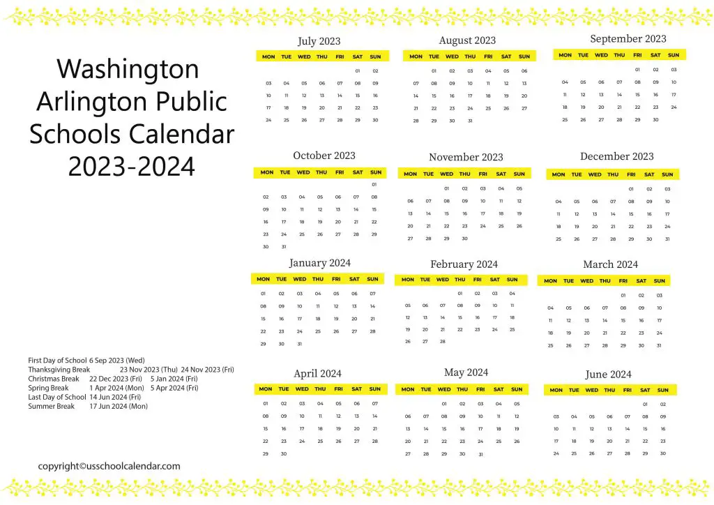 Arlington County School Calendar