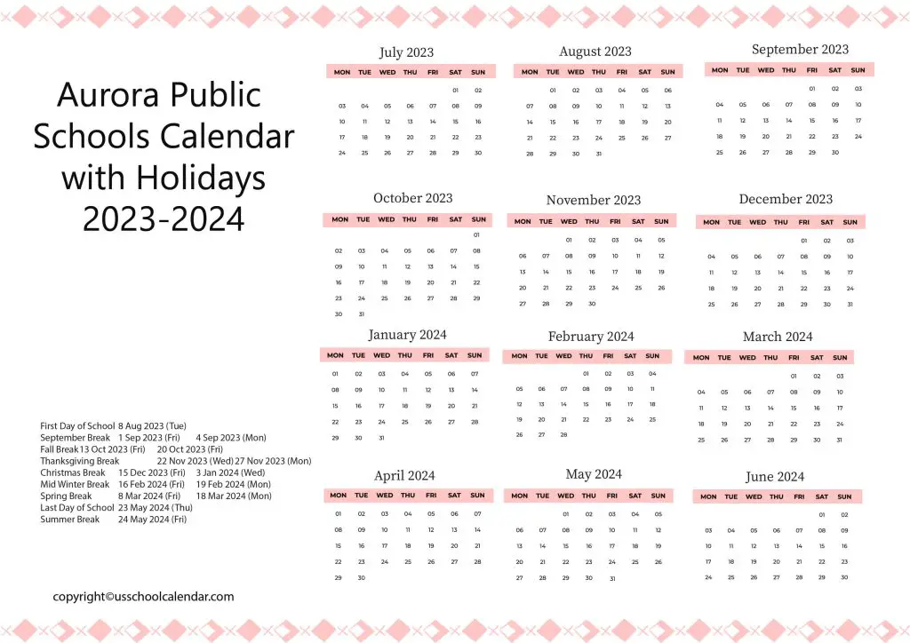 Aurora Schools Calendar