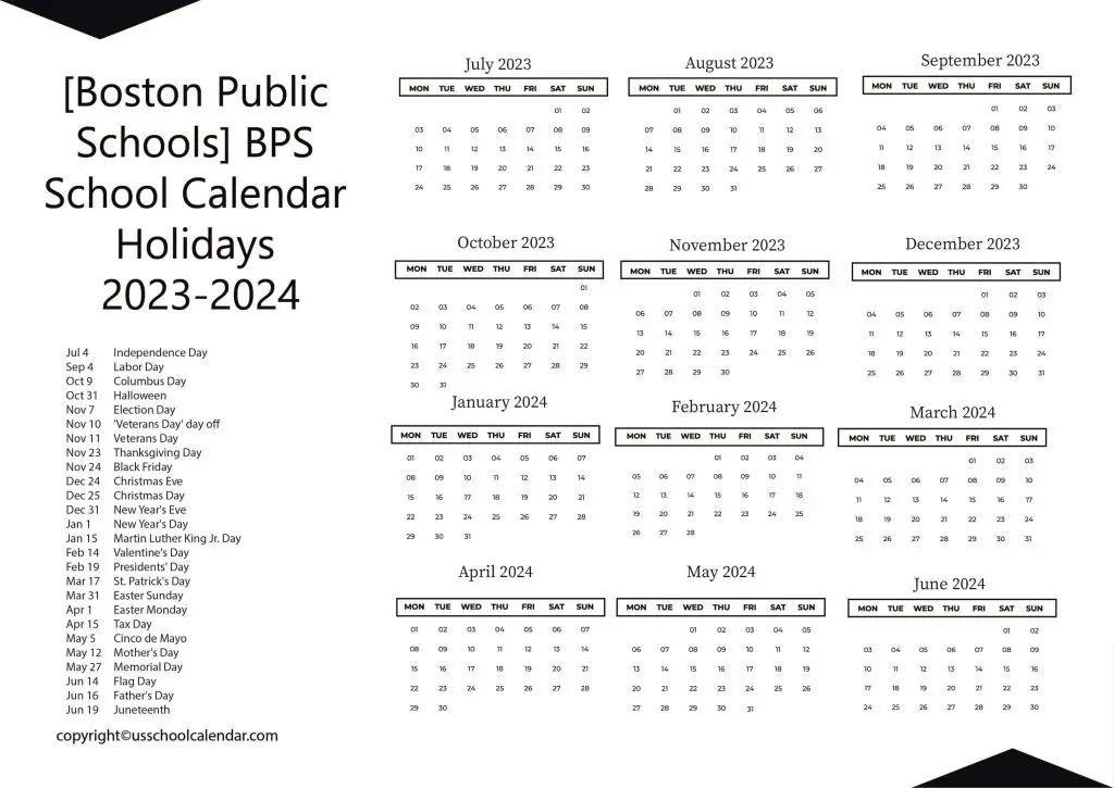 BPS School Calendar