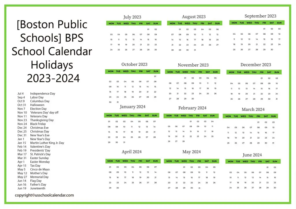 BPS School Schedule
