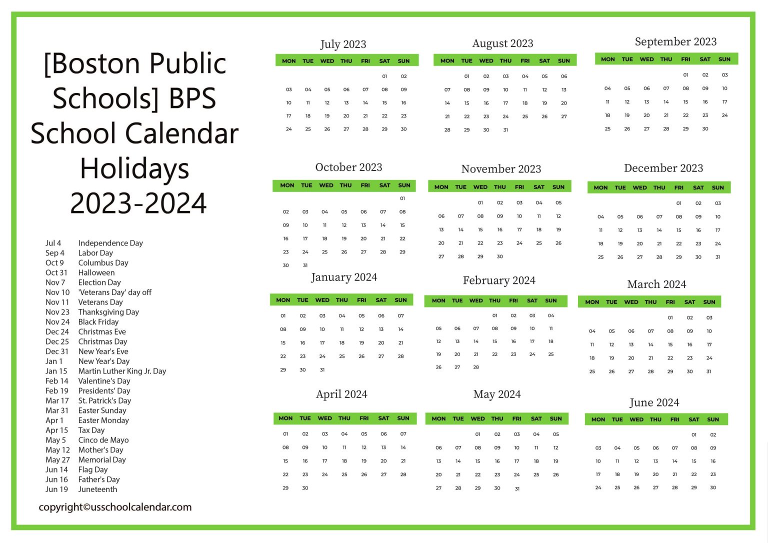 [Boston Public Schools] BPS School Calendar 20232024