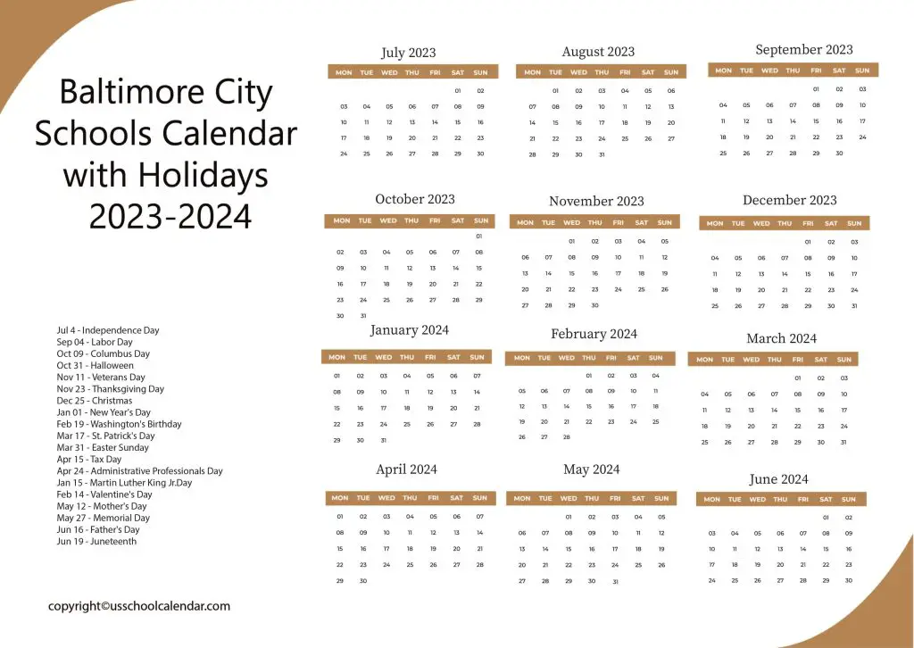 Baltimore City Schools Calendar