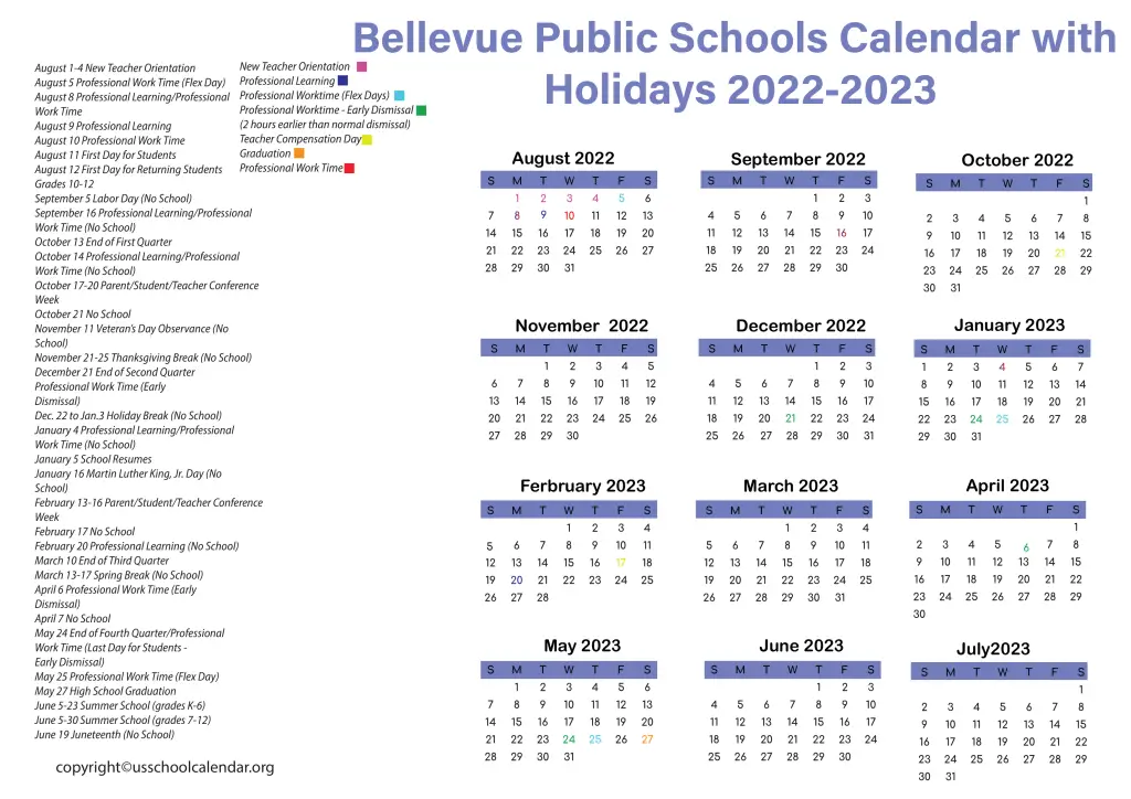 Bellevue Public Schools Calendar with Holidays 2022-2023 3