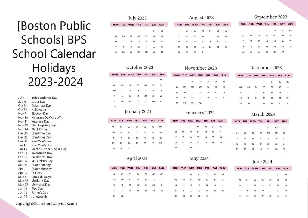 Boston Public Schools Calendar [BPS]