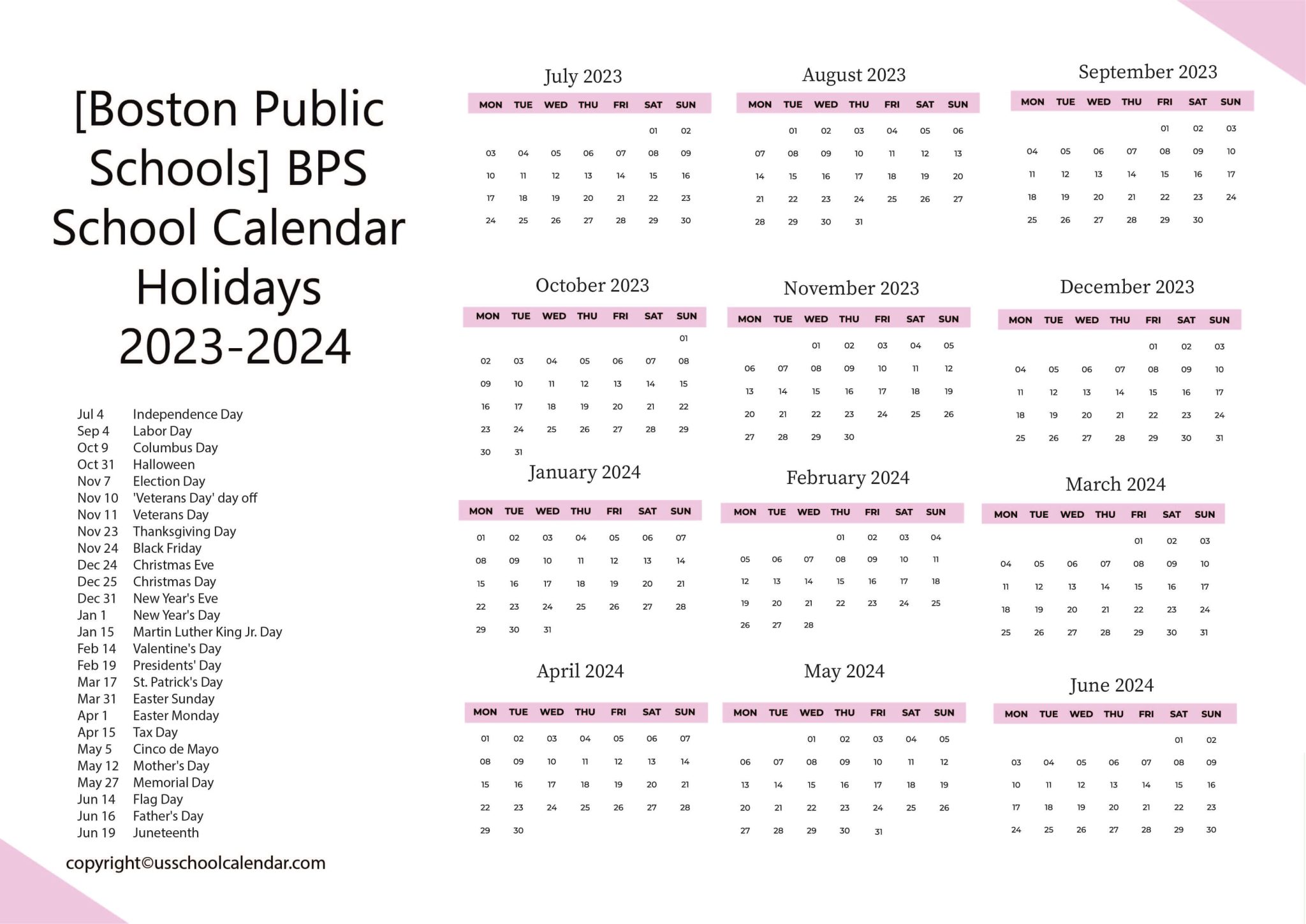 [Boston Public Schools] BPS School Calendar 20232024