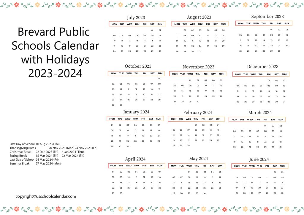 Brevard Public Schools District Calendar