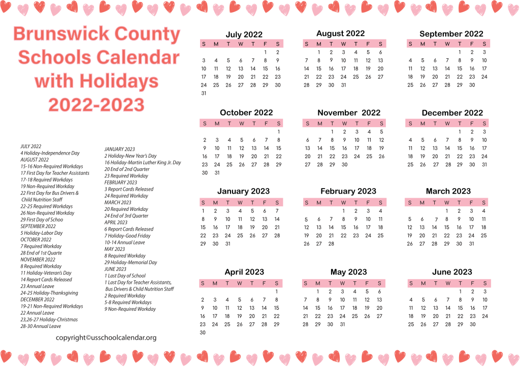  BCS Brunswick County Schools Calendar Holidays 2023 2024