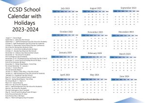 CCSD School Calendar with Holidays 2023 2024