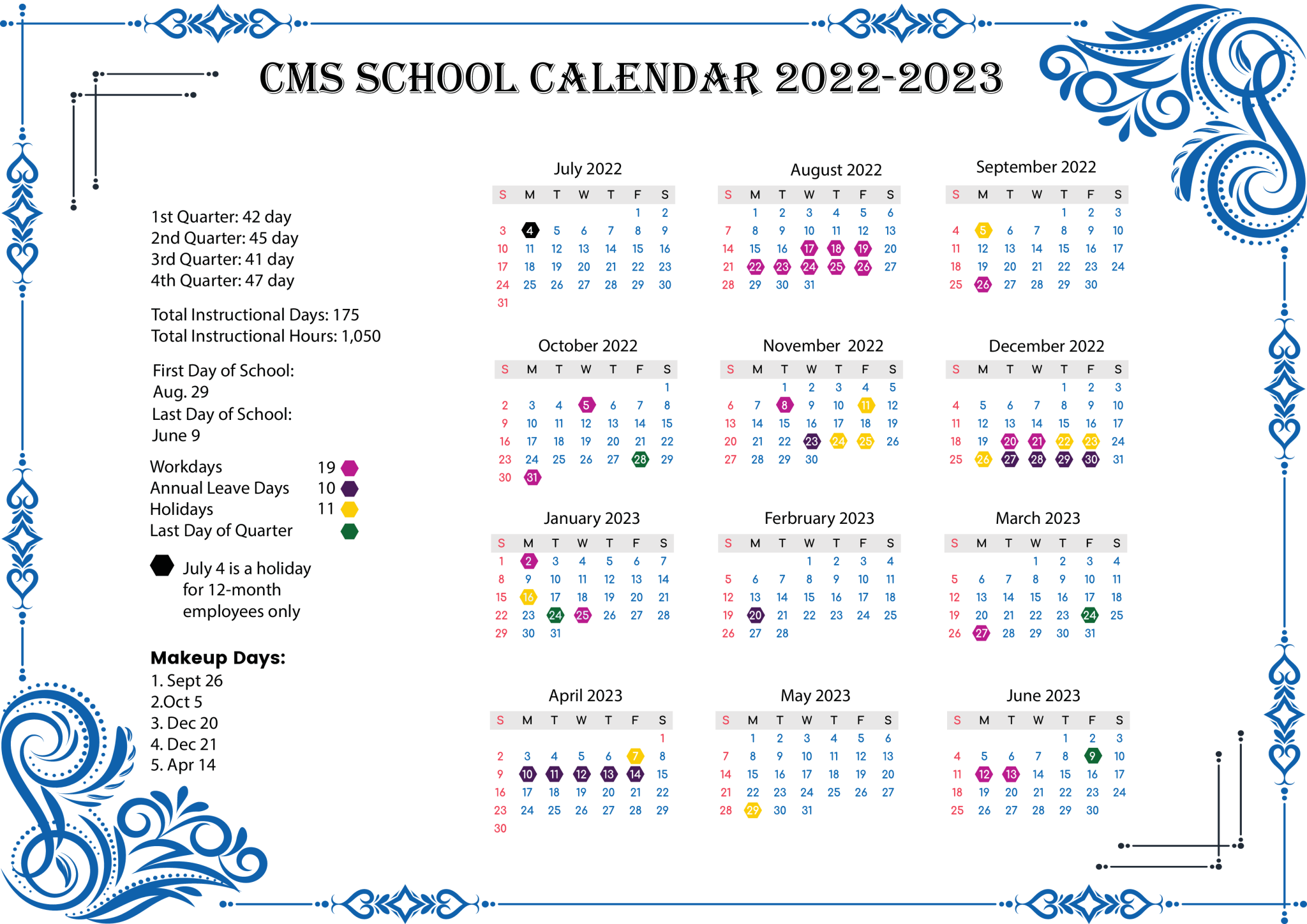 Cms School Calendar 2023 US School Calendar