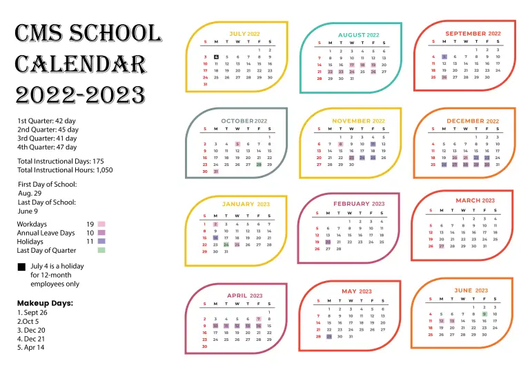 [Charlotte Mecklenburg School] CMS School Calendar 22-23