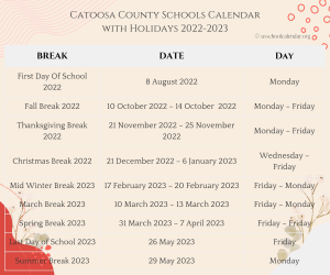 Catoosa County Schools Calendar 2022 2023 US School Calendar