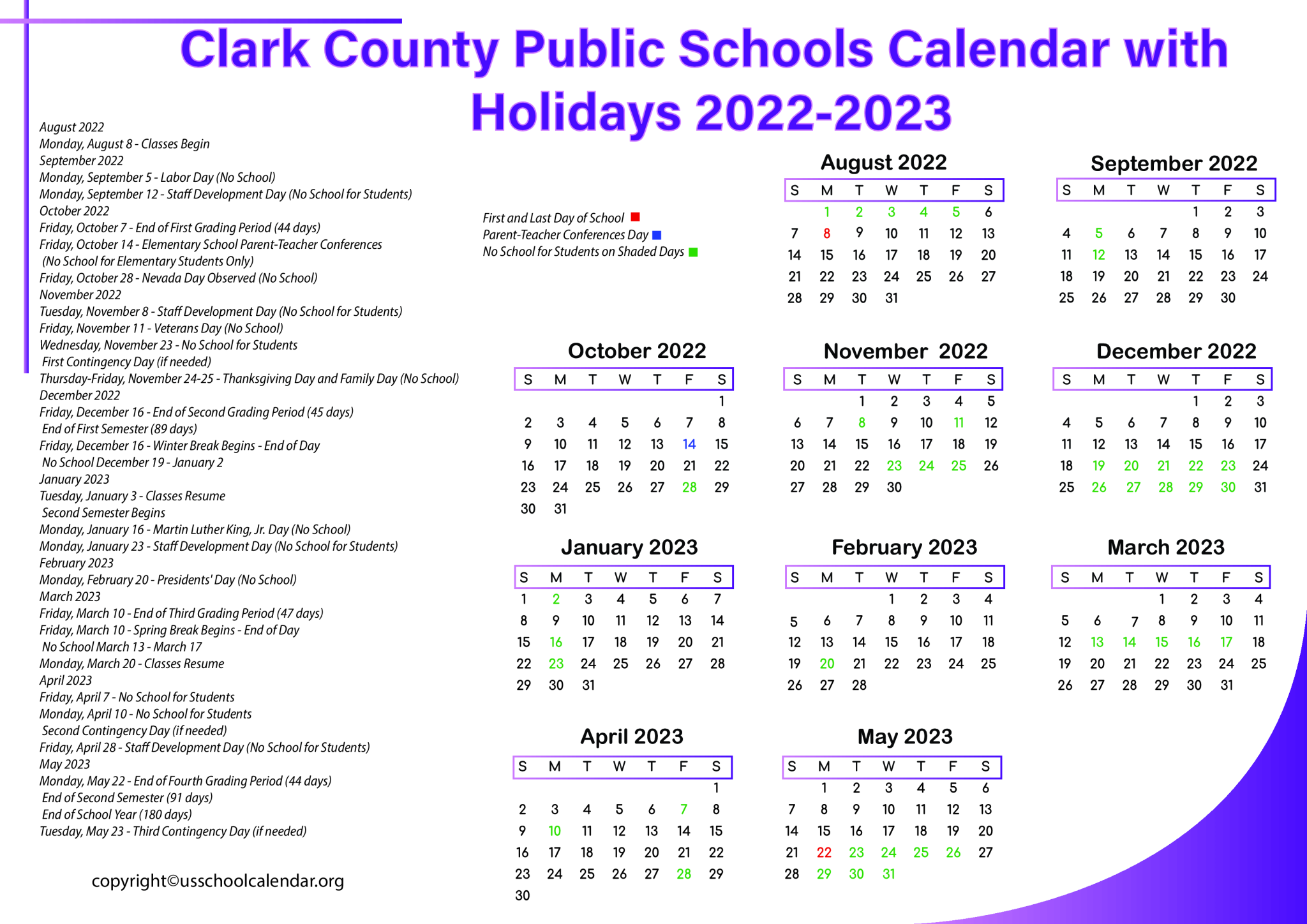 Clark County Public Schools Calendar