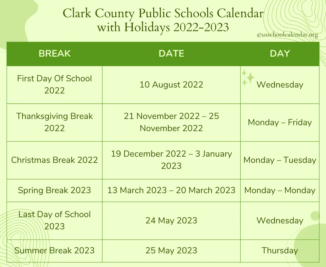 [CCPS] Clark County Public Schools Calendar for 2023