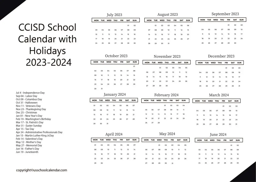 Clear Creek Independent School District Calendar