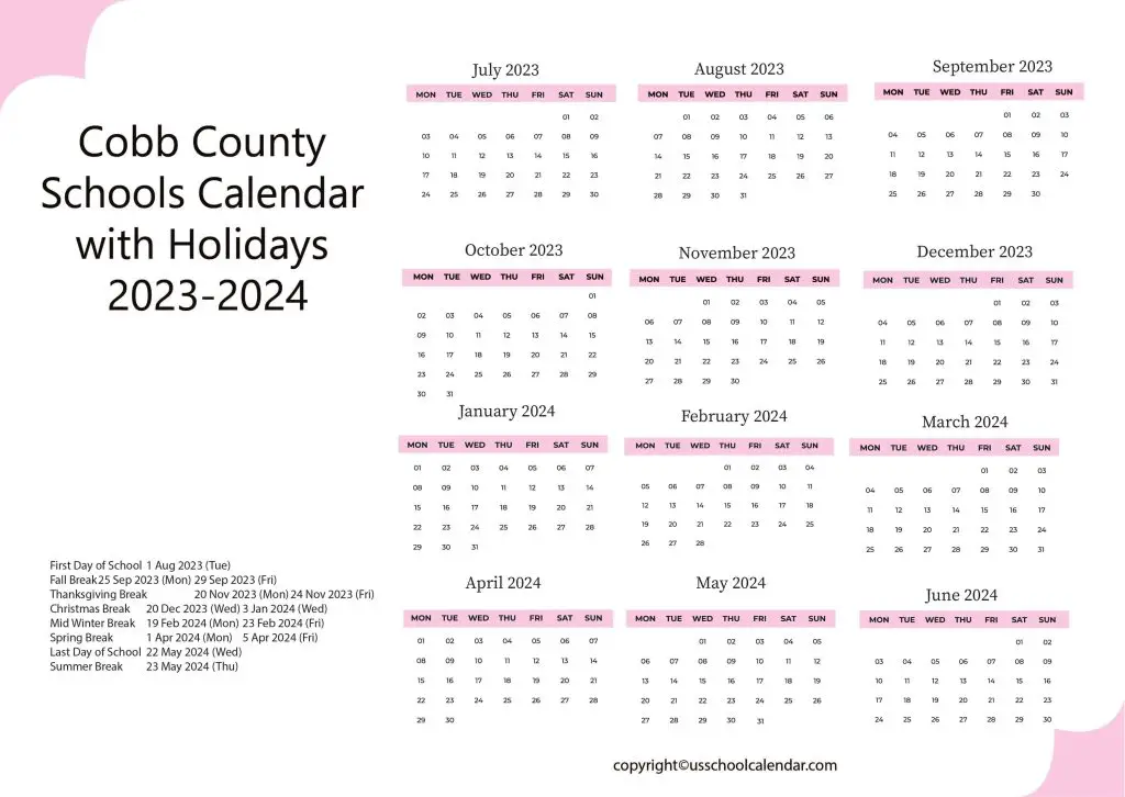 Cobb County Schools Calendar