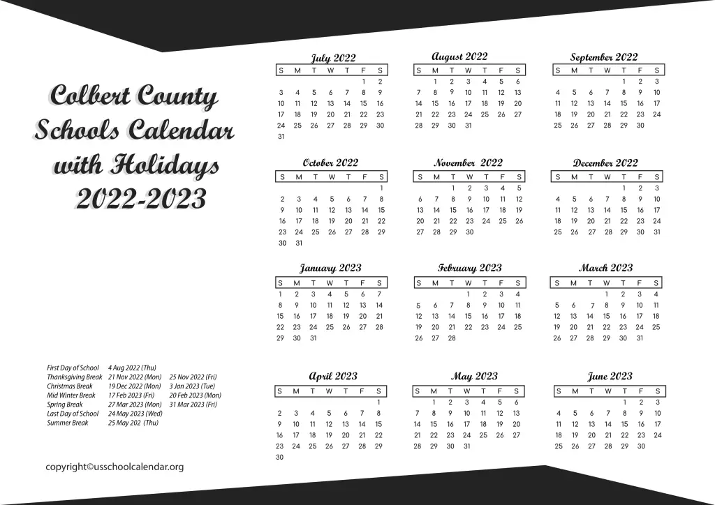 Conecuh County Schools Calendar with Holidays 2022-2023 2