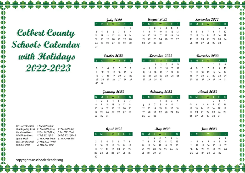 Conecuh County Schools Calendar with Holidays 2022-2023 3