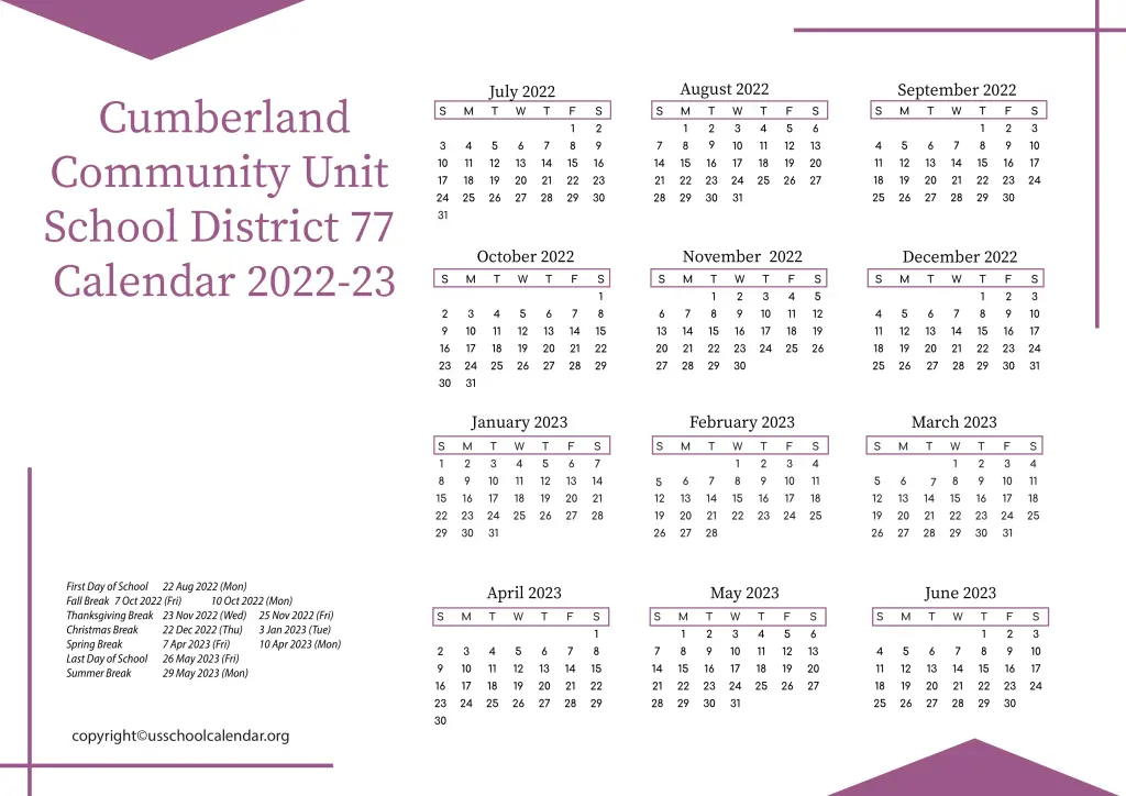 Cumberland Community Unit School District 77 Calendar 2022-23 3