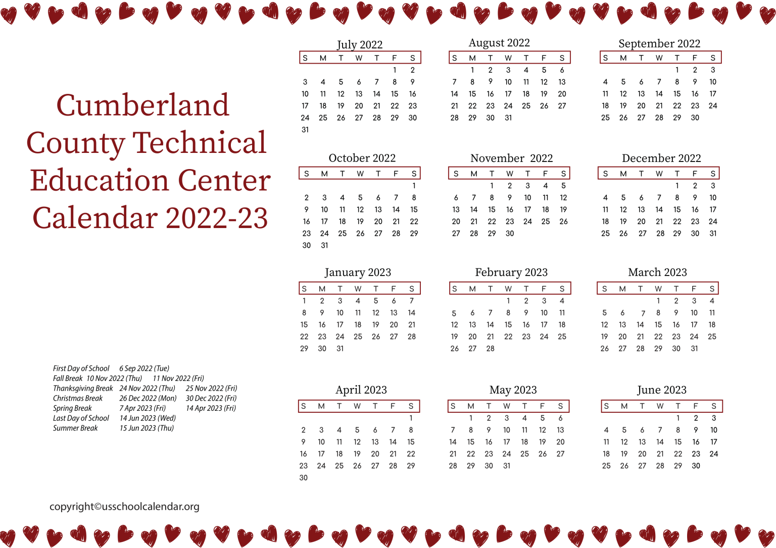 Cumberland County Technical Education Center Calendar 2023