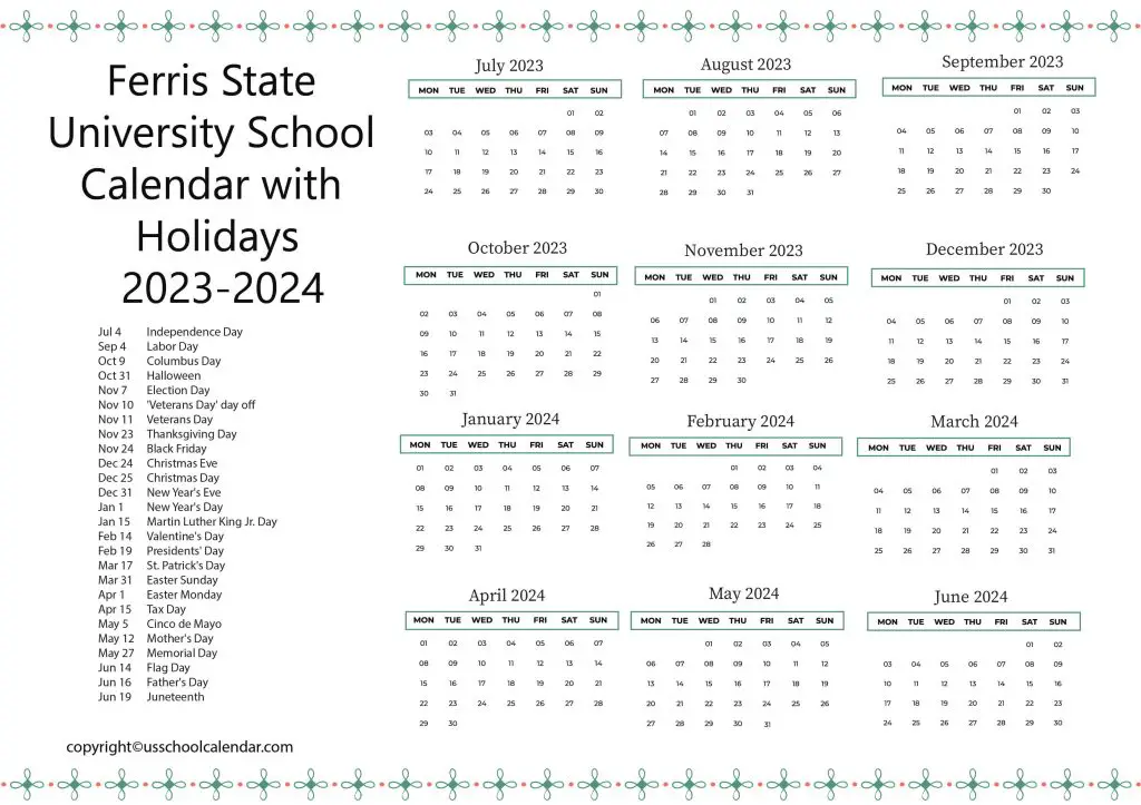 Ferris State University Academic Calendar