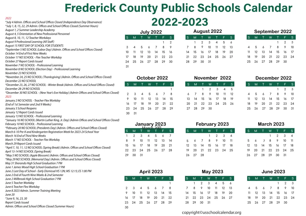 Frederick County Public Schools Calendar 2022-2023 3