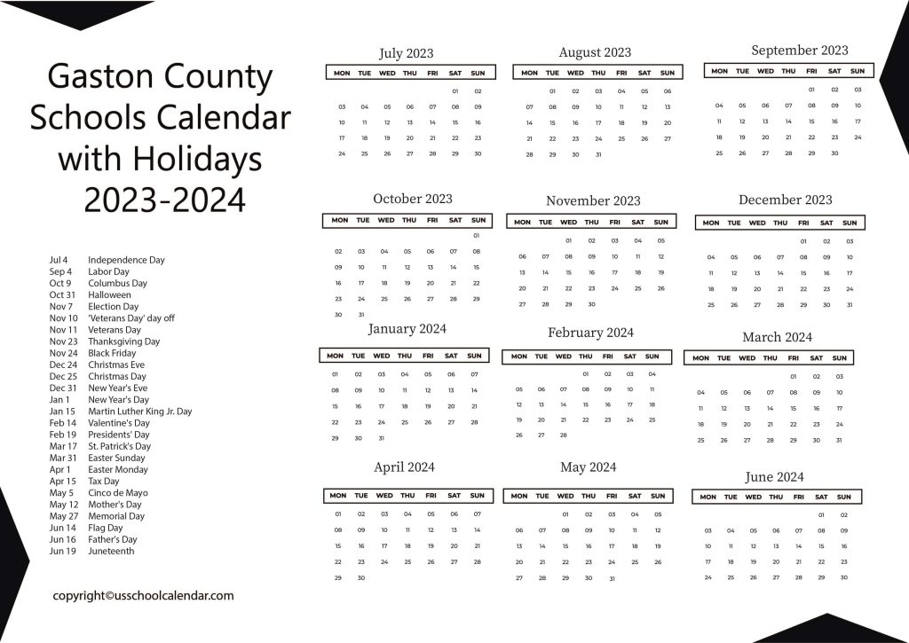 Gaston County Schools Calendar