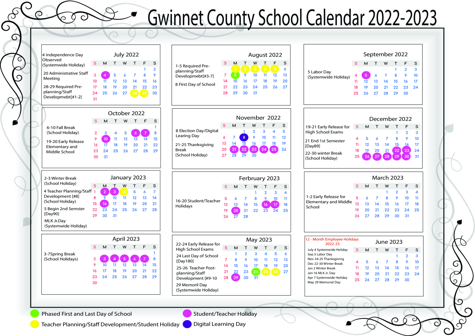 Gwinnett County School Calendar with Holidays 2022-2023 [GCPS]