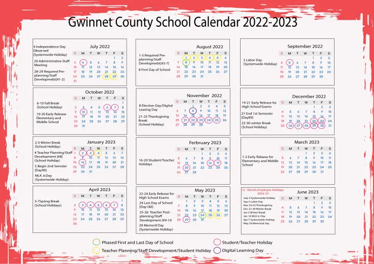 County School Calendar 2023 US School Calendar
