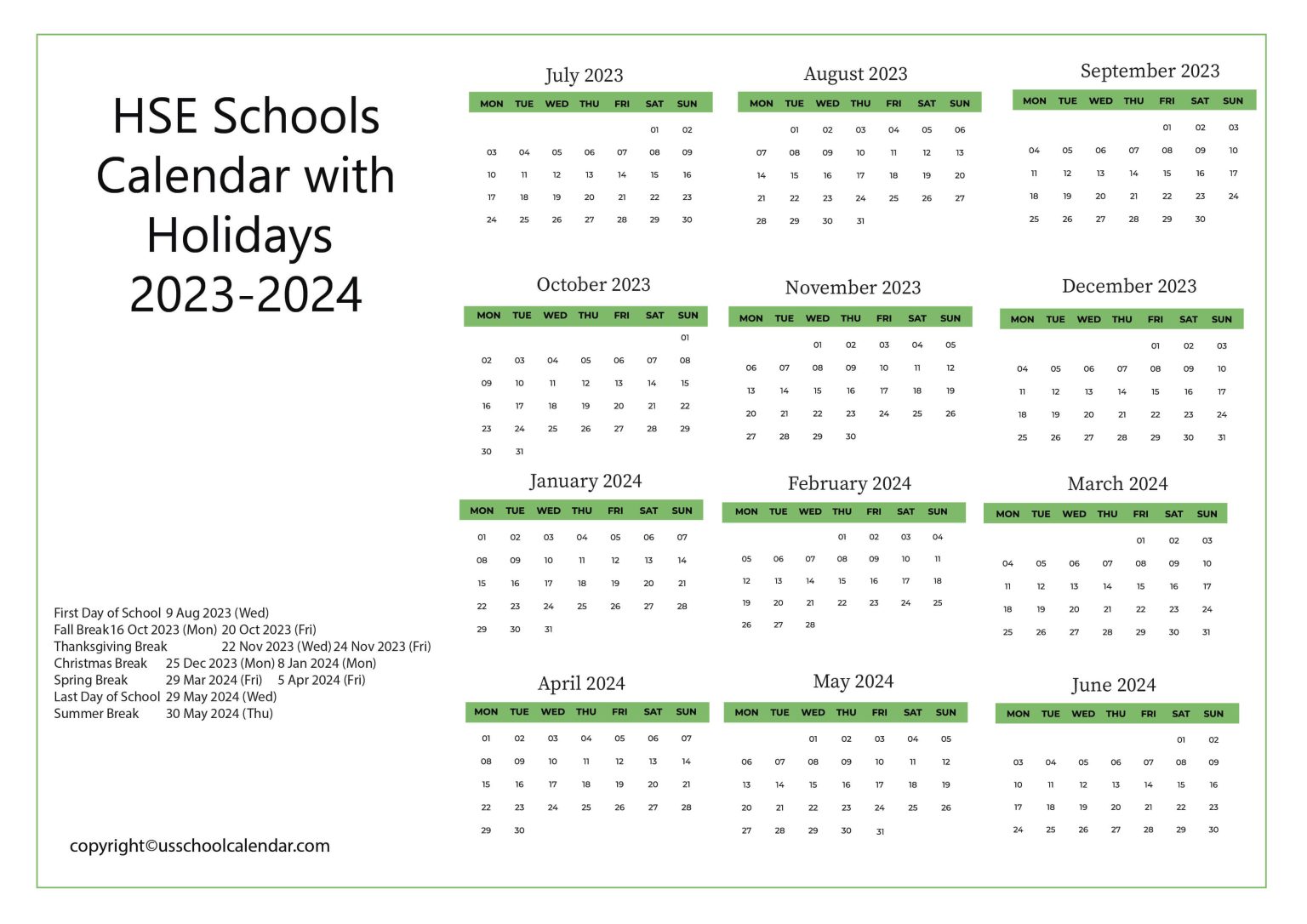 HSE Schools Calendar 202324 [Hamilton Southeastern Schools]