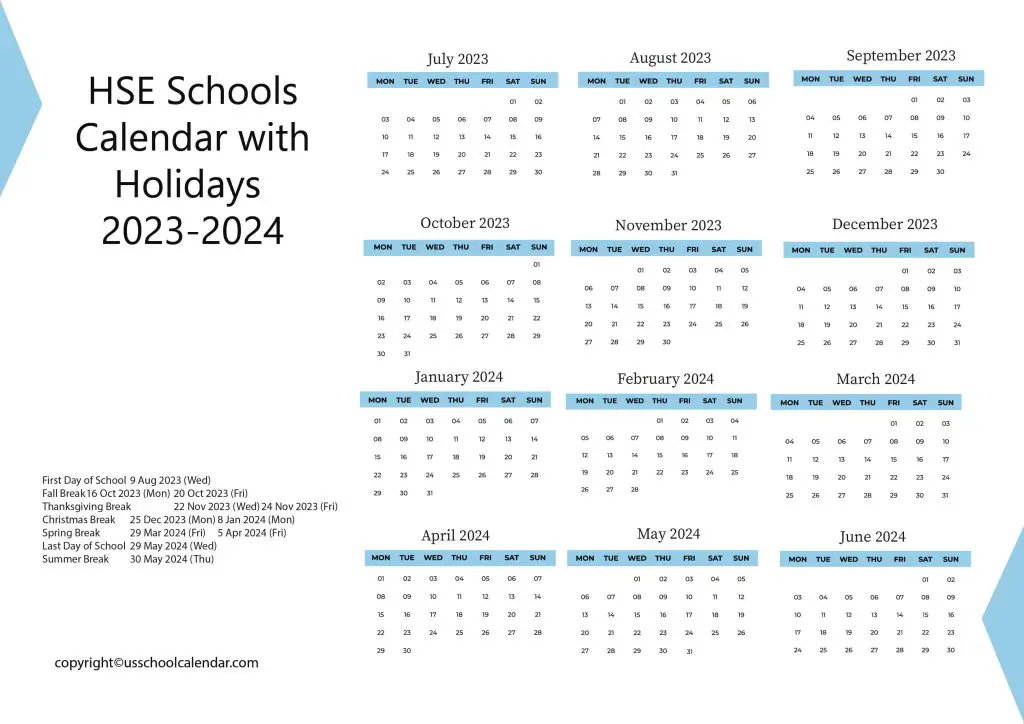 HSE Schools District Calendar