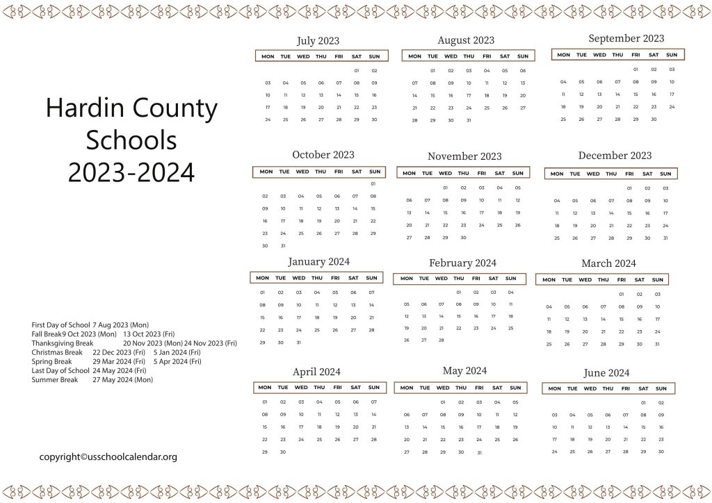 Hardin County Schools Calendar