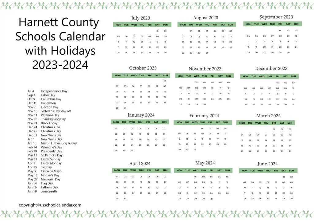 Harnett County School Calendar