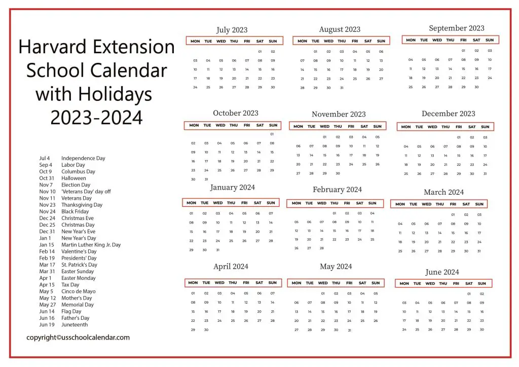 Harvard Extension Schedule