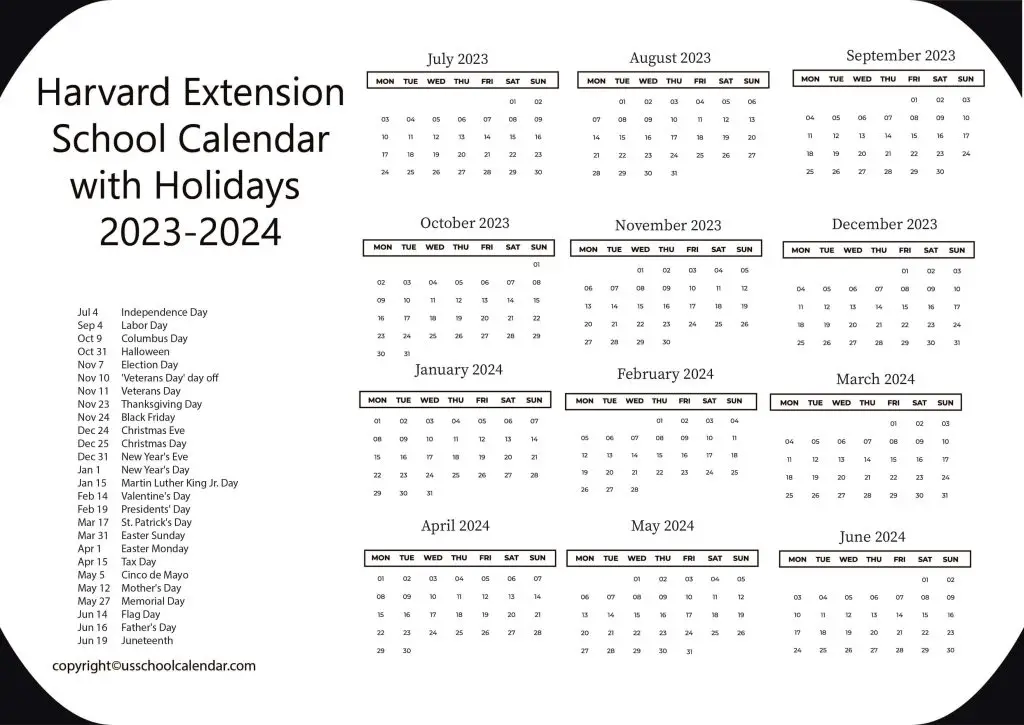 Harvard Extension School Calendar