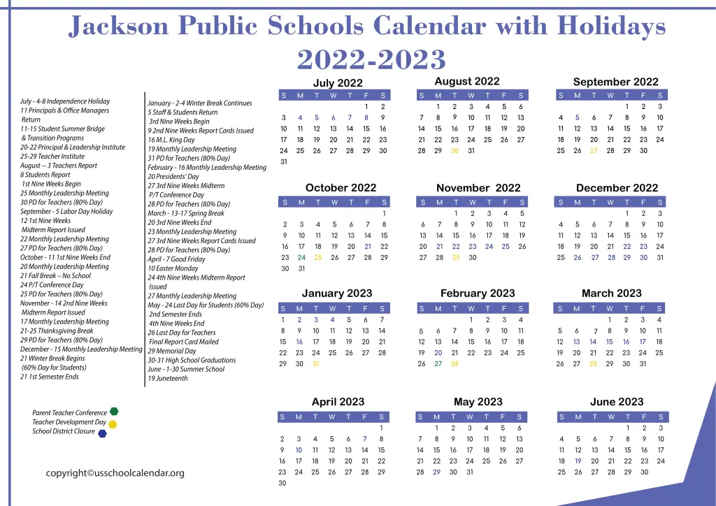 Jackson County Public Schools Calendar US School Calendar