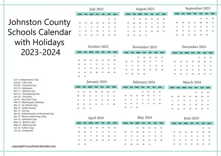 Johnston School Calendar 2025-25