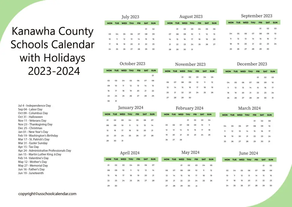 Kanawha County Schools Calendar