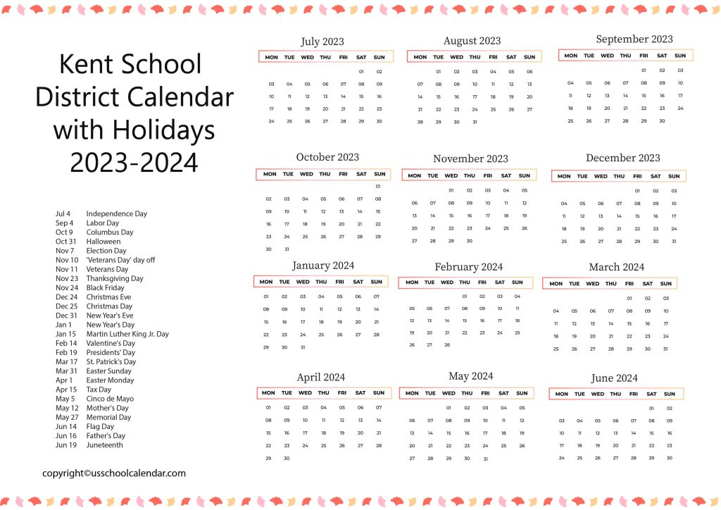 Kent Schools Calendar