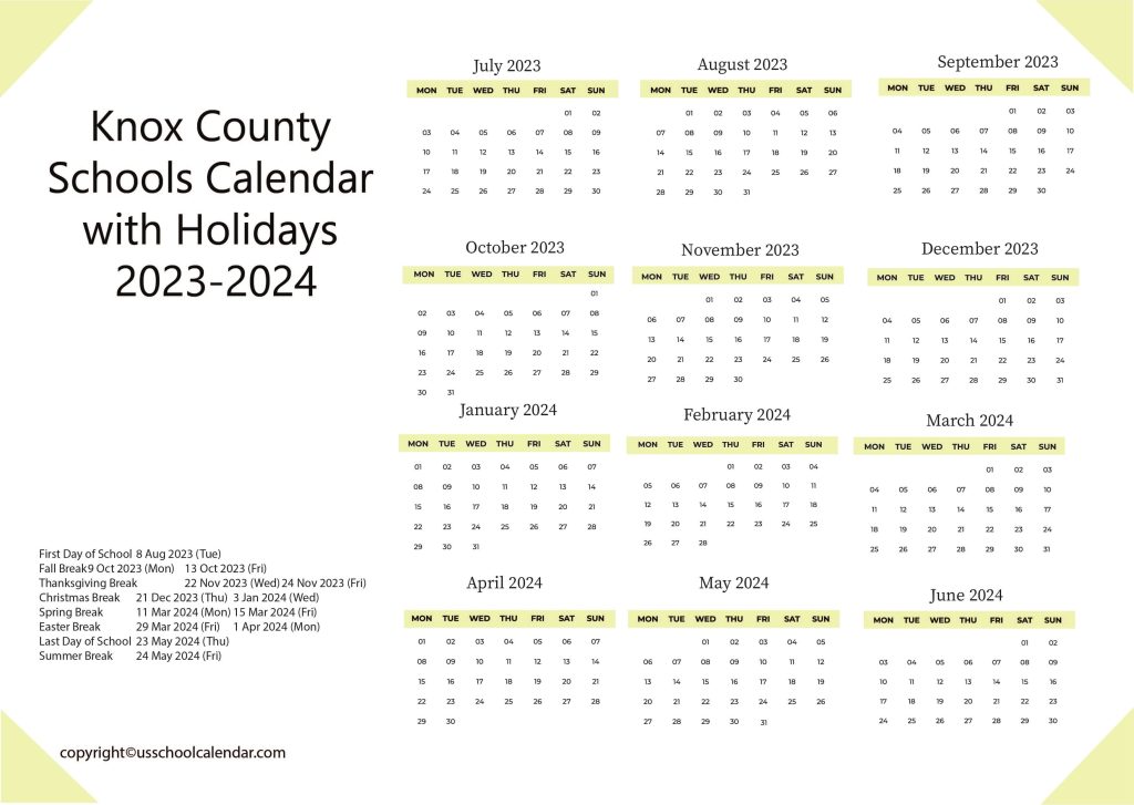 Knox Schools Calendar