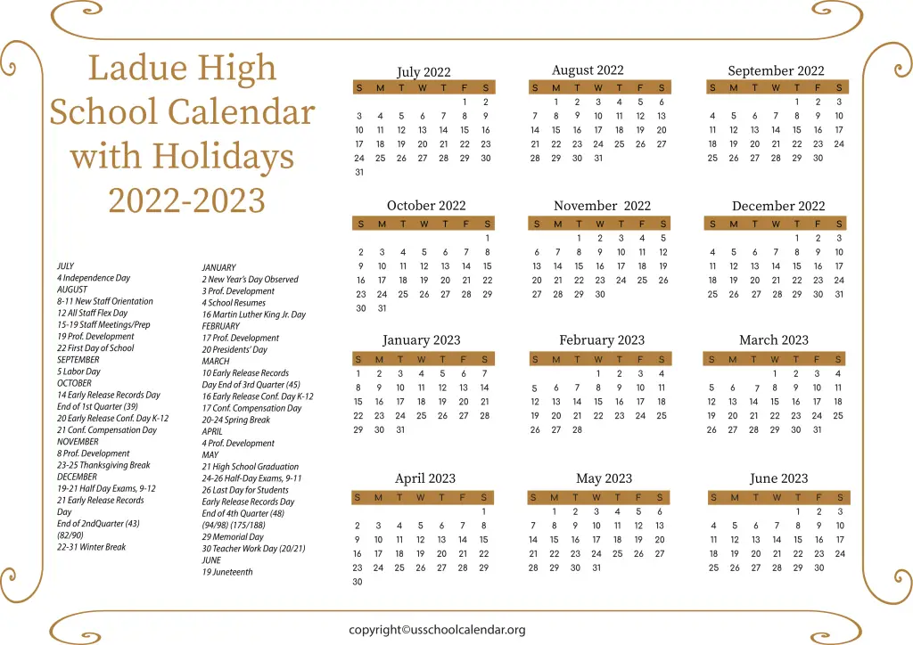 Ladue High School Calendar With Holidays 2022 2023 1024x724 