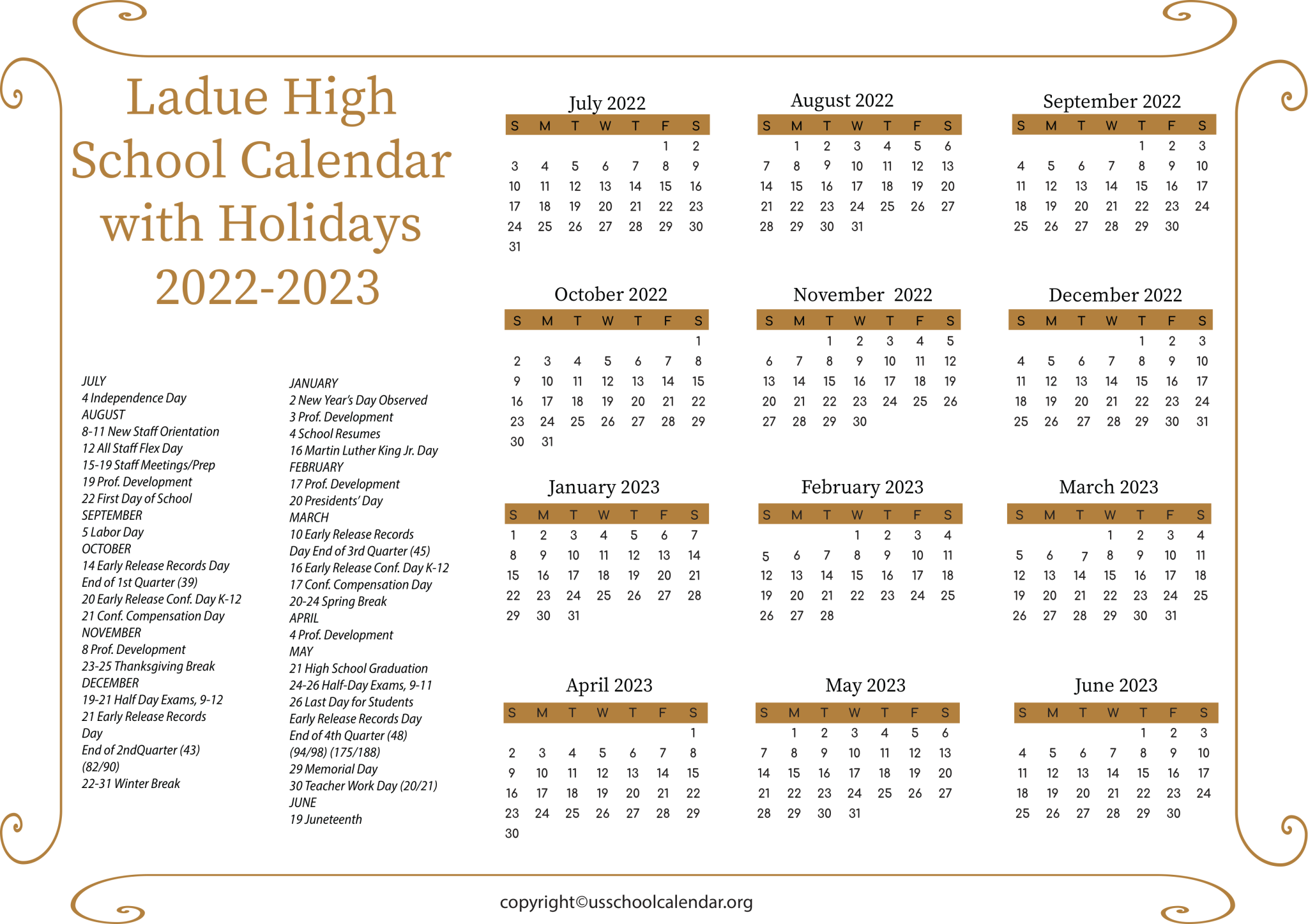 Ladue High School Calendar US School Calendar
