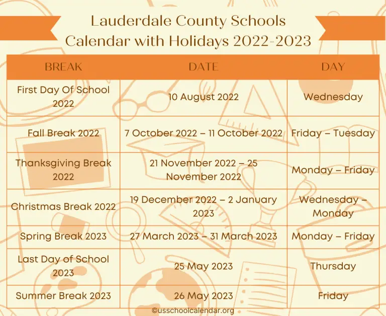 Lauderdale County Schools Calendar 2023 US School Calendar