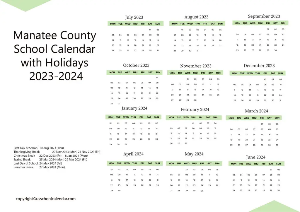 Manatee County School Board Calendar